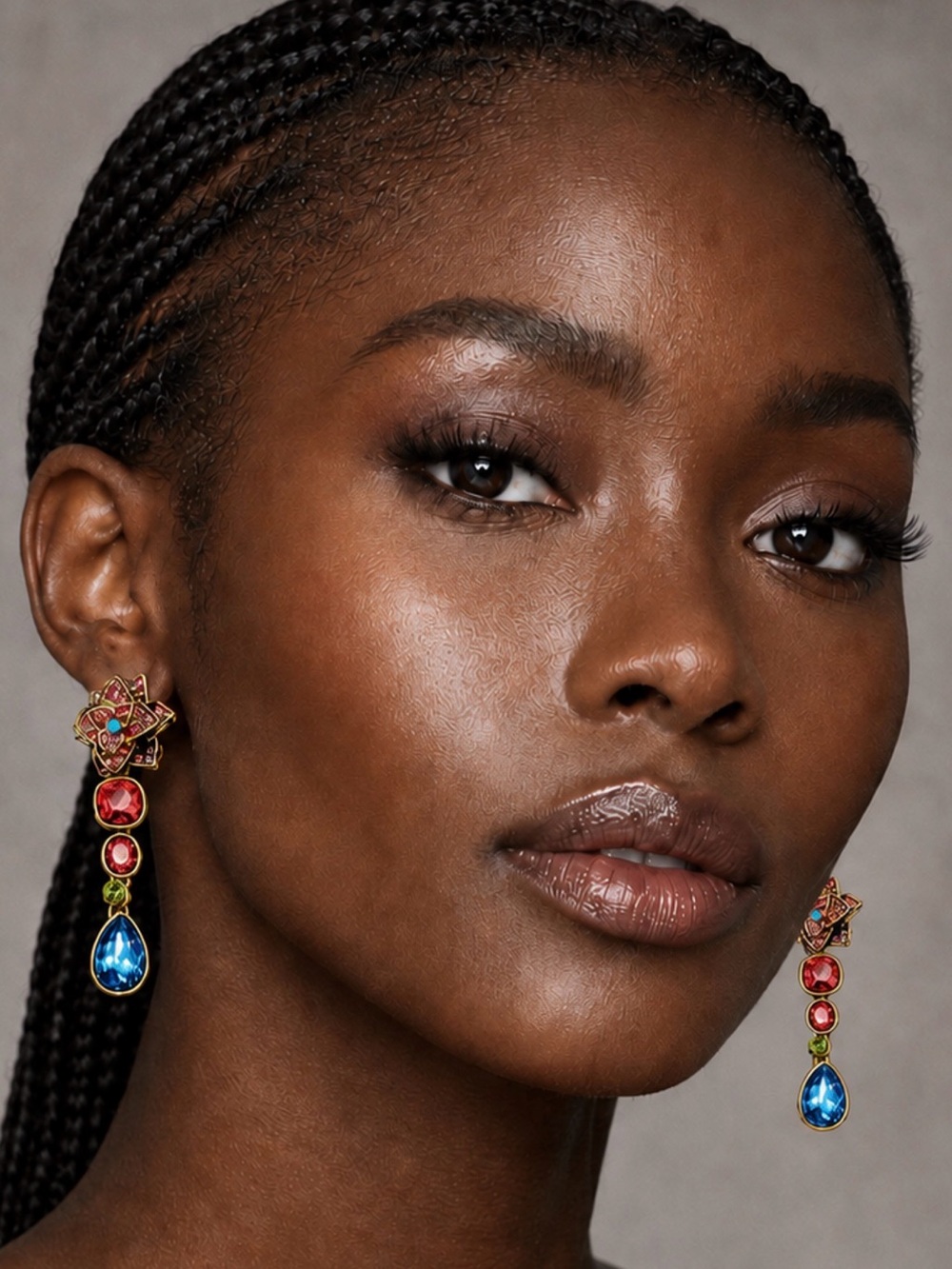 Heidi Daus Gold-Tone Multicolor Drop Earrings with Blue Teardrops